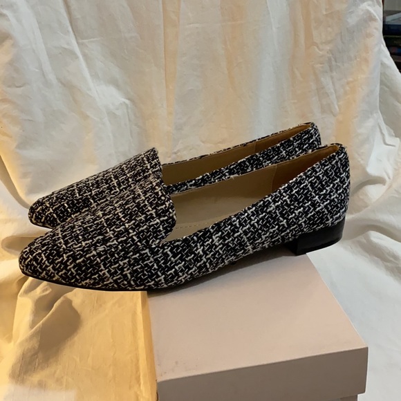 JustFab Kyndria Flats Sz 8 Blk & White Tweed NIB - Picture 2 of 5